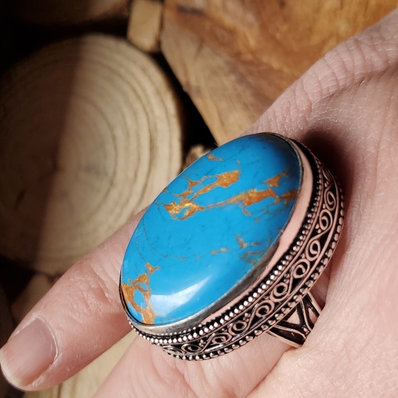 New Copper Turquoise 925 Silver Ring. - Picture 11 of 12